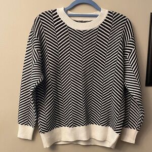 Elizabeth Kelly Black and White Striped Women’s Sweater